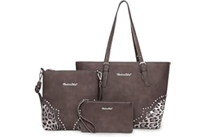 Montana West Purses for Women Tote Bag 3Pcs Set Leopard Print Satchel Handbags