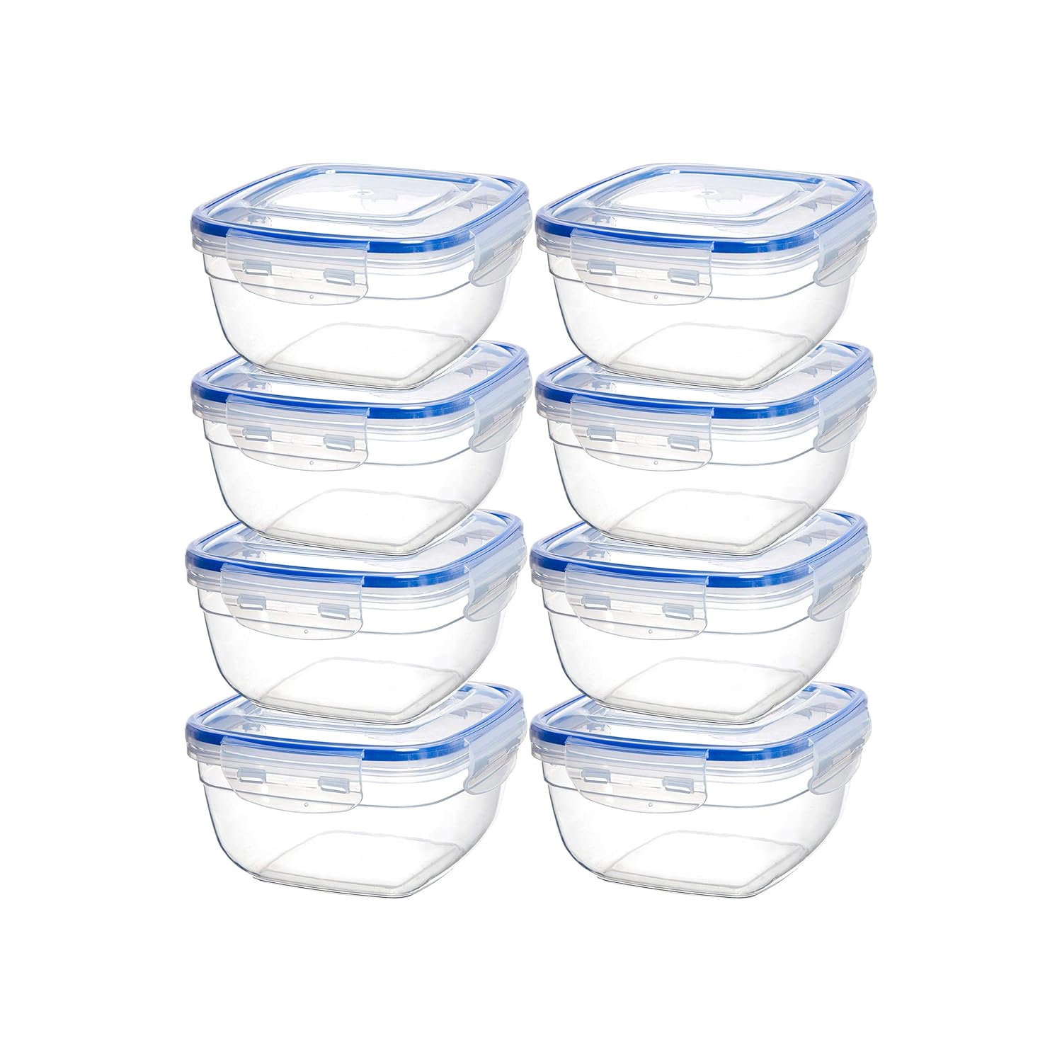 Juego de recipientes herméticos Cuadrados 8 x 275 ml, con Tapa, 100%