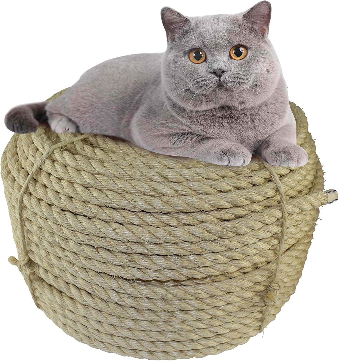 BRKURLEG Sisal Rope 6mm Natural Rope 9 Ply Jute Rope for Crafts, Cats