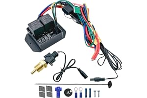 American Volt Digital Adjustable Dual Electric Radiator Fan NPT Thread Thermostat Switch 104'F-230'F Temperature Sensor Controller Relay Wiring Kit (3/8" NPT)