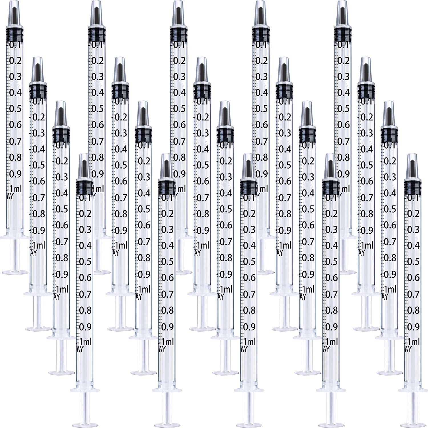 Photo 1 of 20 Packs Plastic Syringe with Measurement, Suitable for Measuring, Watering, Refilling (1 ml)