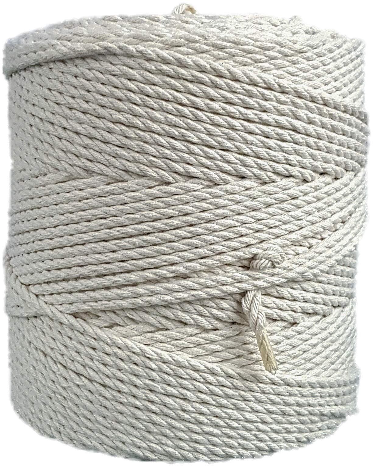 Macrame Cord 4 mm, 284 yd (853 feet) - 3PLY Cotton Rope for Macrame Dream Catcher, Wall Hanging, Plant Hanger, Gift Wrapping and Wedding Decorations