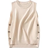 ANRABESS Womens Sweater Vest Summer Sleeveless Crewneck Ribbed Knit Side Button Loose Pullover Tank Tops 2025 Fall Outfits