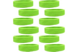 12 Sweatbands Cotton Sports Headbands Terry Cloth Moisture Wicking Athletic Basketball Headband by Kenz Laurenz