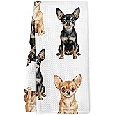 Yorhifa Chihuahua Dog Kitchen Dish Towels, Chihuahua Gifts for Women Hand Towels for Bathroom Kitchen Decor, Dog Lovers Mom Owner Gifts for Women, 16x24 Inches