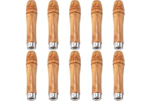 Pndeyo 10pcs Wooden File Handle with Strong Metal Collars, Medium Wooden Handle for 6"-8" File, Screwdriver Hand Drill File Handle