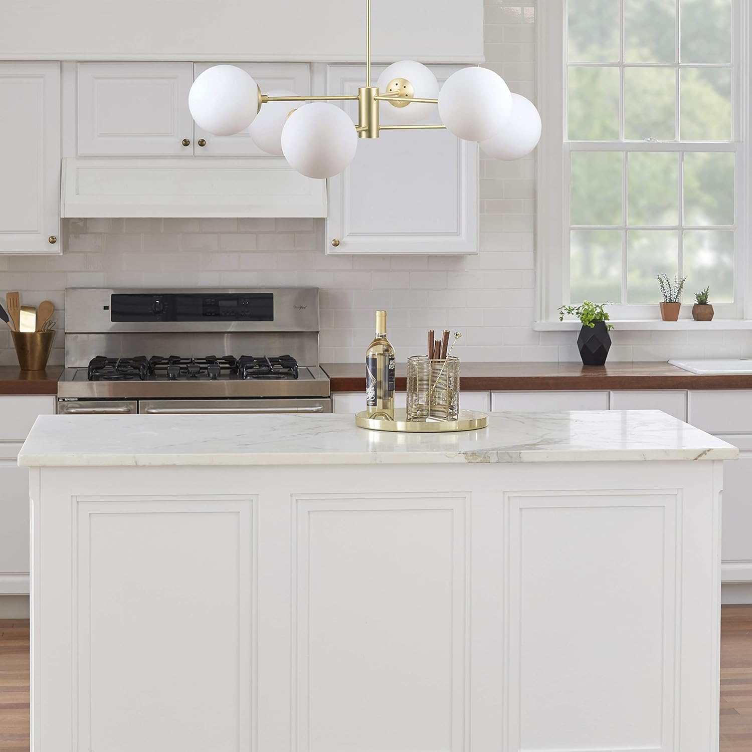 satin brass pendant lighting ll ch319 3sb caserti mid century modern 6 light chandelier lamps light fixtures tools home improvement urbytus com