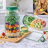 suvast Salad Jar With Side Opening,On-the-Go Lunch Bowl Container for Meal Prep,Portable Food Container for Work,Travel & Daily Use (1P)
