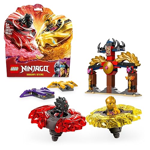 LEGO NINJAGO Dragon Spinjitzu Battle Pack Set with 2 Minifigures, Launchers & Flying Elements - Action Ninja Toy for 6+ Year Old Boys & Girls - Gifts for Dragons Rising TV Show Fans - 71824