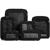 Aerotrunk Compression Packing Cubes for Travel - Luggage Organizer Bags - Double Zipper Packing Cubes for Suitcases (6-Pack, Black)