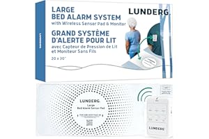 Lunderg Large Bed Alarm for Elderly Adults - Wireless Sensor Pad (20” x 30”) & Pager - Safety Bed Alarms and Fall Prevention 