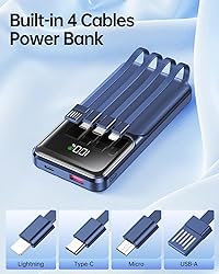 Portable Charger with Built in Cable - 20000mAh
