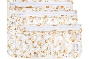 Bumkins Travel Bag, Toiletry, TSA Approved Pouch, Zip Bag, Quart Size Airline Compliant, Clear-Sided, Baby, Diaper Bag Organization, Makeup, Accessories, Packing, Set of 3 Sizes, Harry Potter