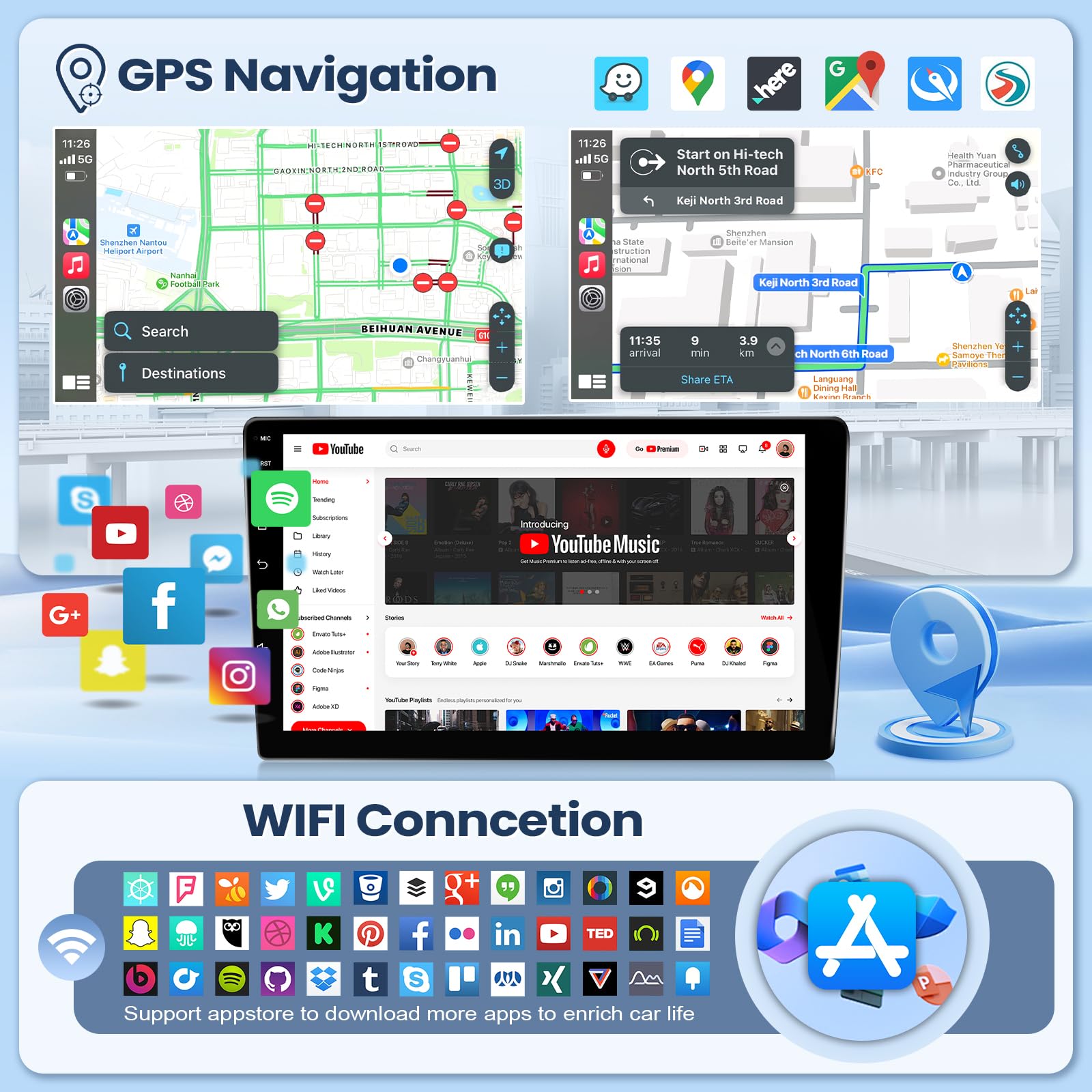 Leadfan Car Stereo Radio Support Wireless CarPlay & Android Auto for Honda Civic 2006 2007 2008 2009 2010 2011, 10.1 Inch IPS Touch Screen Bluetooth Car Stereo with GPS Navigation WiFi Rear Camera