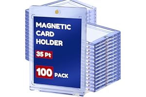LVECOZY 100ct Magnetic Card Holder, Card Case,35pt One Touch Card Holder, U-V Protectors Hard Plastic for Trading, Sports, Baseball, Football, Game Cards,Game, Magnet