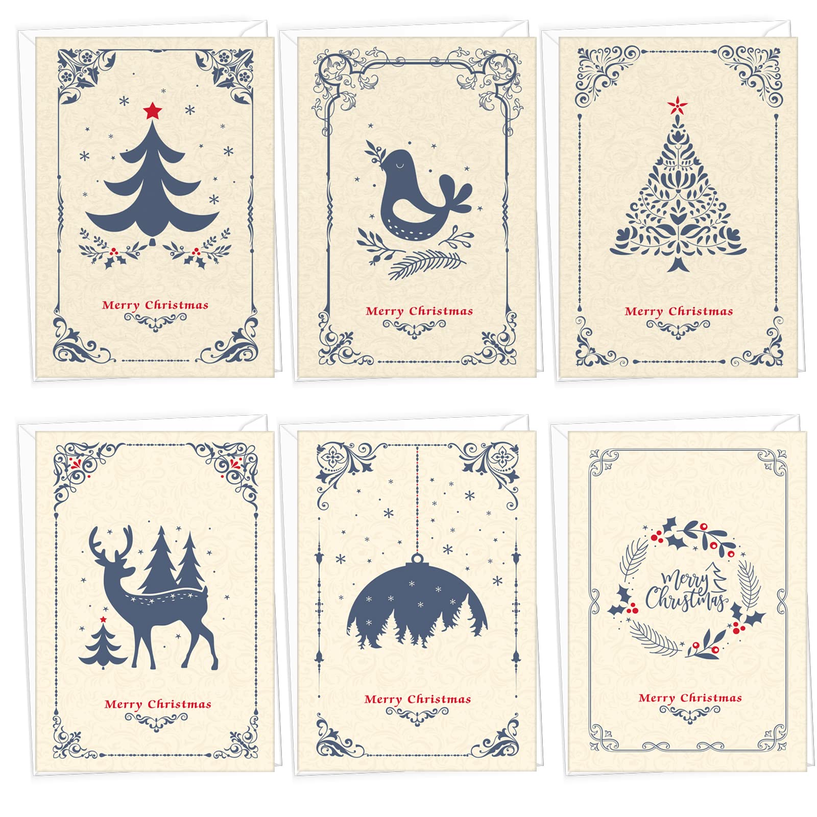 VEYLIN Christmas Cards, 36 Recycled Xmas Cards Charity Holiday Greet Gift Cards with Envelopes