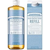 Dr. Bronner’s Pure-Castile Liquid Soap Bottle & Refill Carton - Made with Regenerative Organic Certified Oils, 82% Less Plast