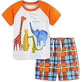 Bumeex Toddler Boy Clothes Cotton Spring Summer Short Sleeve T-Shirt and Short Outfits Clothing Set with Pockets Outfits 2-7T