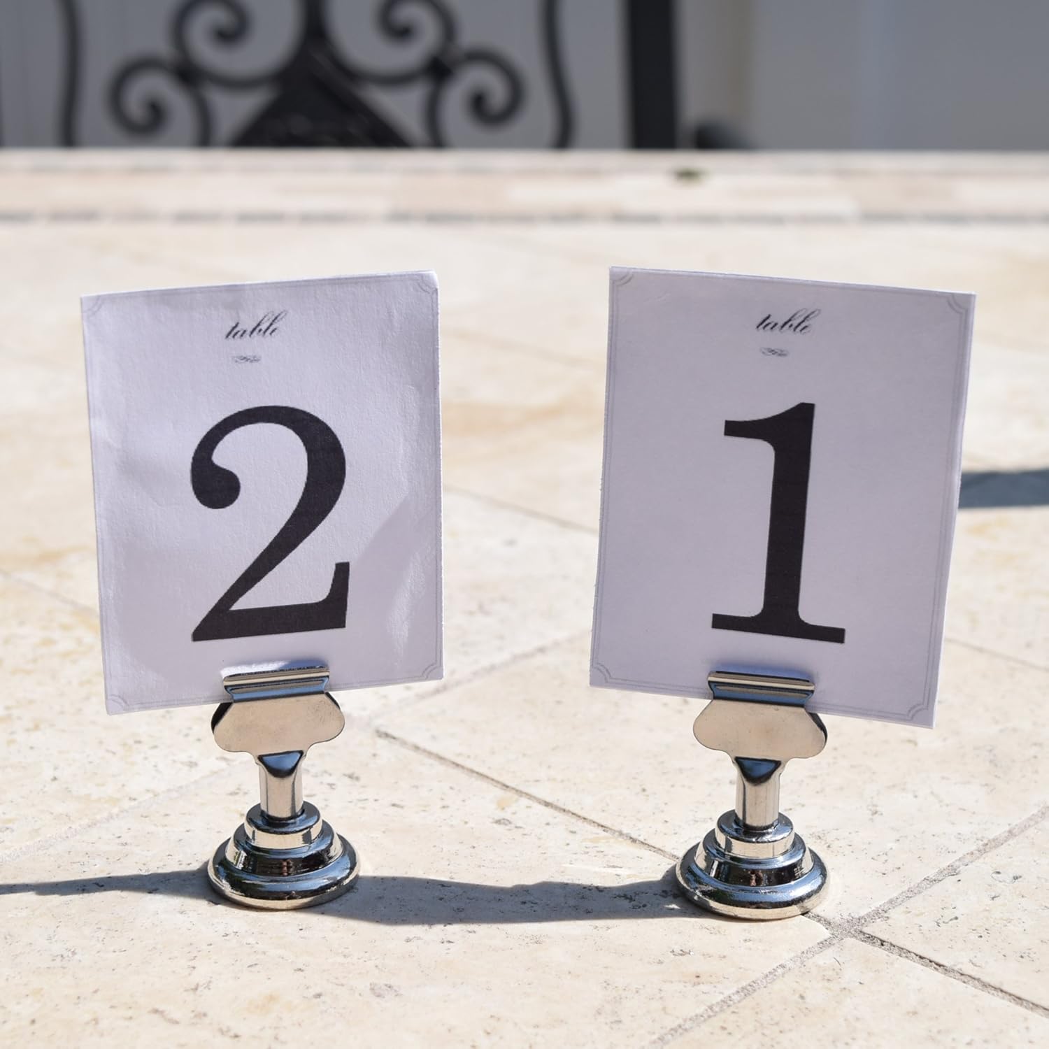 Gray Bunny Place Card Holder, 12 Pack, Chrome Silver, Table Cardholder Tabletop Menu Holder Harp-Clip Number Holder Recipe Holder Reserved Card Holder, for Restaurants, Weddings, Banquets: Home & Kitchen