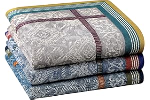 Houlife 100% Cotton Men's Vintage Handkerchief Soft Checkered Pattern 3 Pieces