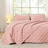Litanika California King Quilt Bedding Set, Blush Pink Oversized Lightweight Comforter Bedspreads & Coverlets, Boho Farmhouse Bedding Cover Bed Decor All Season, 3 Pieces (1 Quilt, 2 Pillowcases)