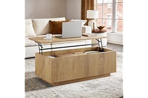Planimetry 41.7'' Fluted Coffee Table with Storage, Large Lift Top Coffee Table with Hidden Compartment, Modern Center Rectan
