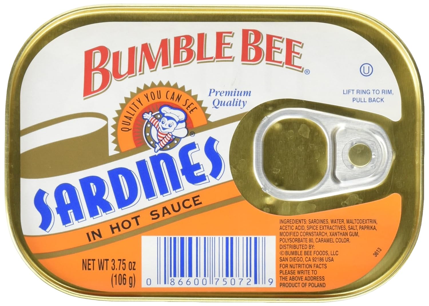 Bumble Bee Sardines In Hot Sauce, 3.75 Ounce Cans Prime Pantry