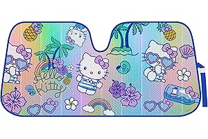 Carbella Hello Kitty Car Windshield Sun Shade, Official Sanrio Sun Shade for Car Window, Cute Car Sun Shade for Windshield, Hello Kitty Car Accessories for Women ﻿(Summer Sailing)
