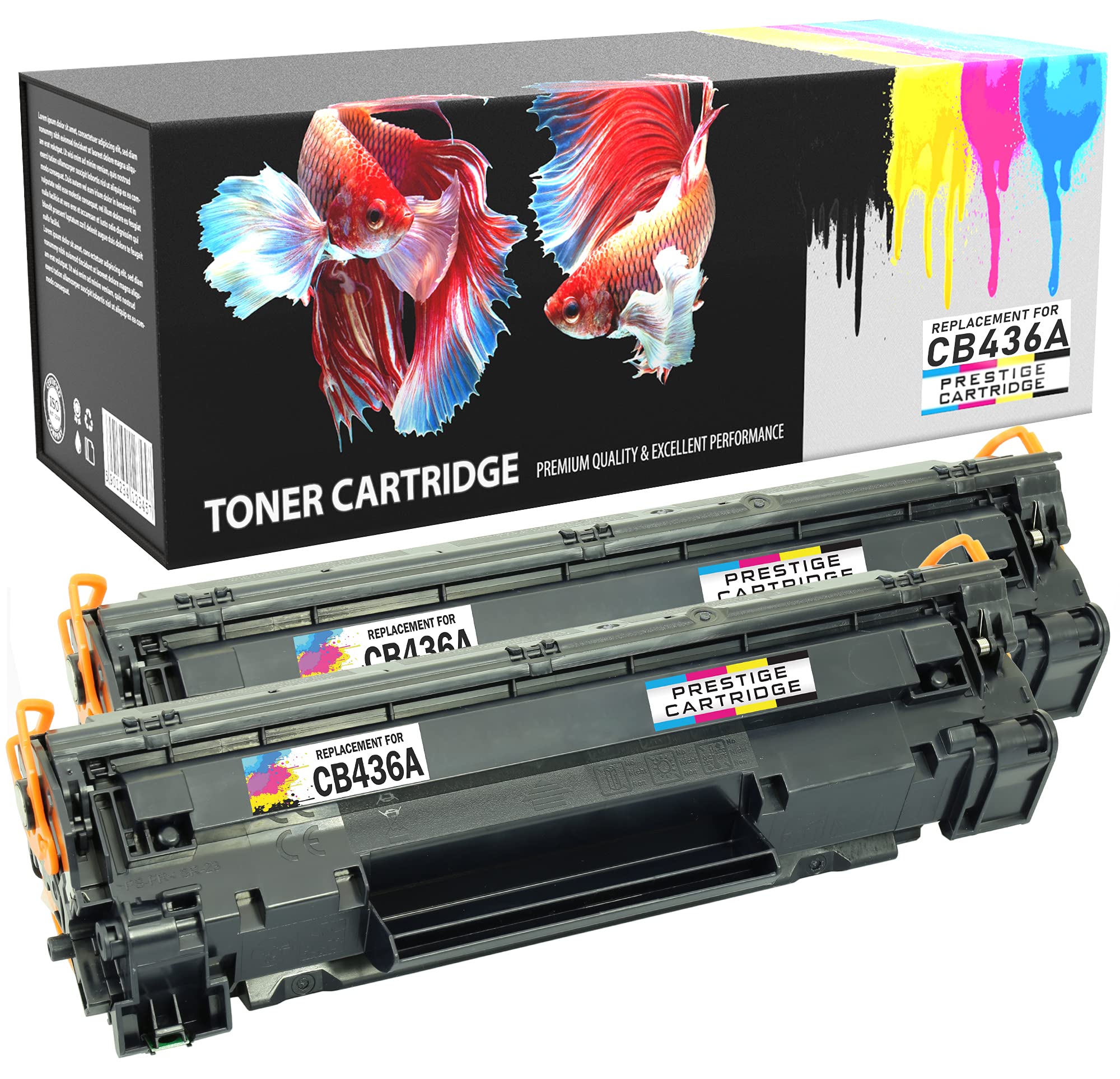 Prestige Cartridge CB436A 36A Pack of 2 Compatible Laser Toner Cartridges for HP LaserJet P1505, P1505N, M1120 MFP, M1120N, M1520, M1522 MFP, M1522N, M1522NF, P1506