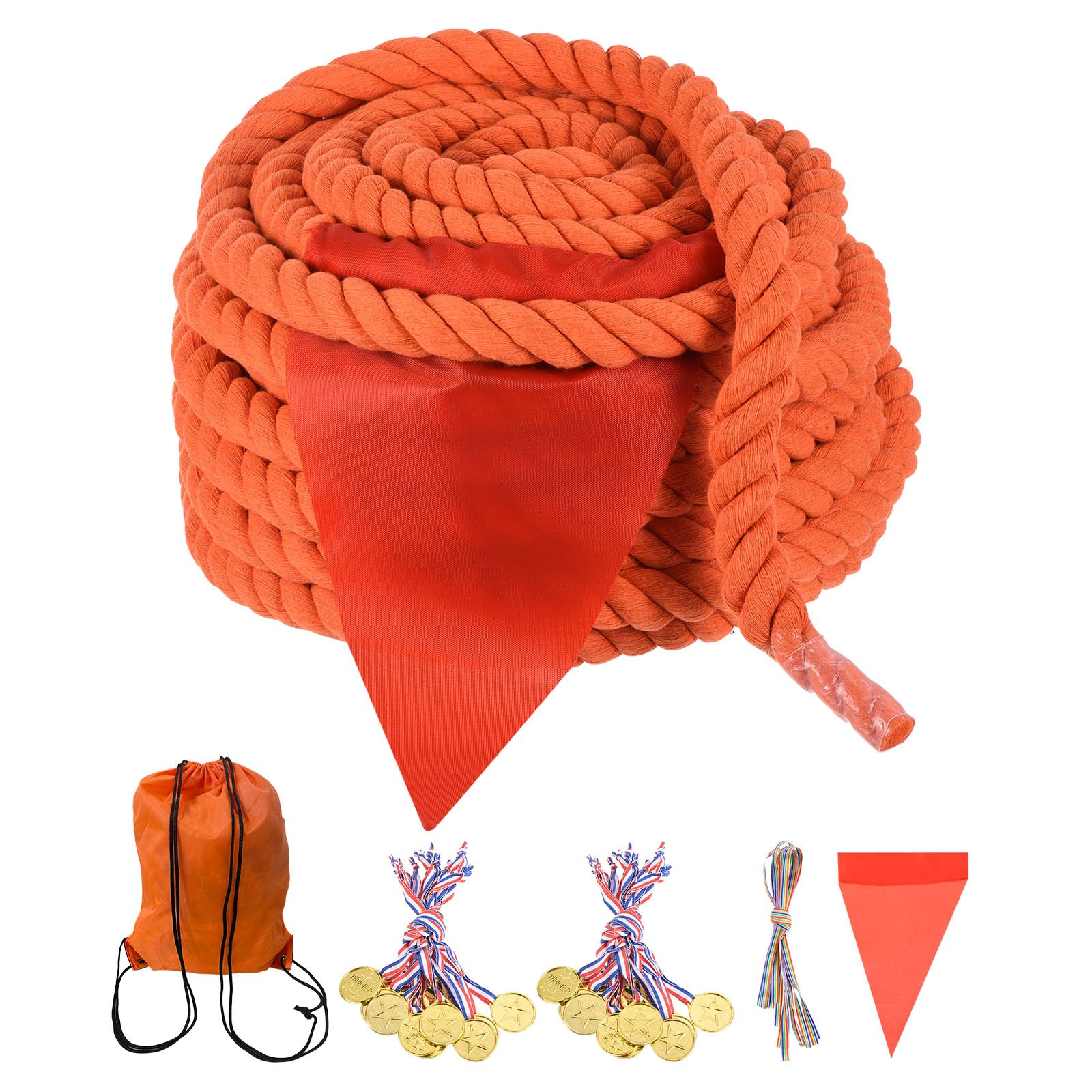 PATIKIL 60 Feet Tug of War Rope for Adults Teen Field Day Yard Games Party Carnival Family Game Twisted Cotton Rope for Outdoor Backyard Home Lawn, Orange