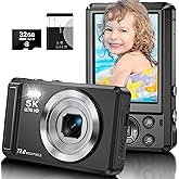5K Digital Camera, 72MP Digital Cameras for Photography, UHD Autofocus Point and Shoot Compact Camera with Flash for Kids, Small Portable Vlogging Camera for YouTube with 2.8" Screen, 16X Zoom