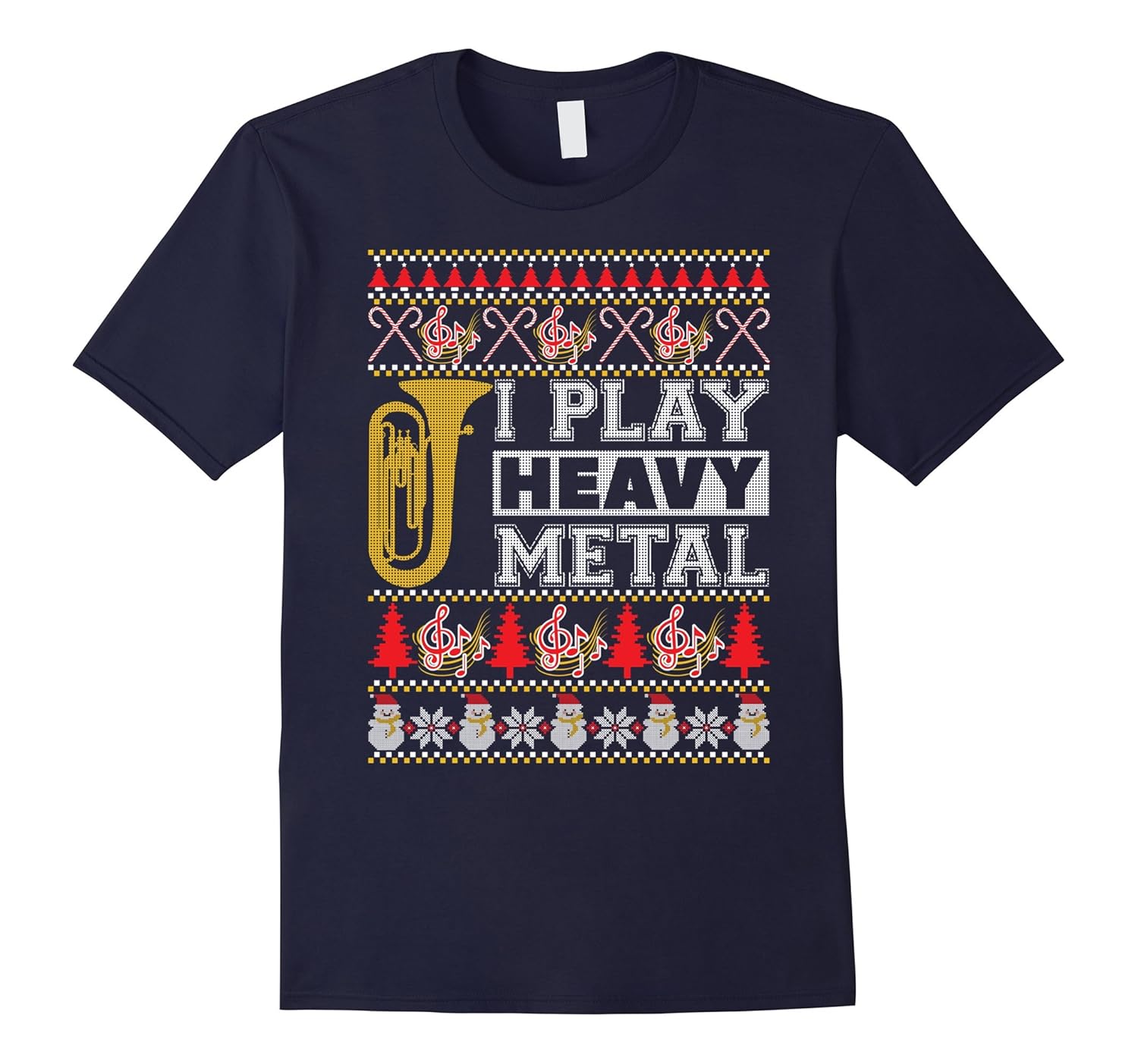 Tuba I Play Heavy Metal Ugly Christmas Sweater T-Shirt-ANZ