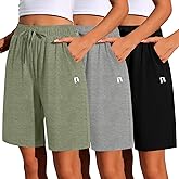 Neer 3 Pack Women's Quick Dry Shorts Women Drawstring High Waisted Bermuda Athletic Shorts with Pockets