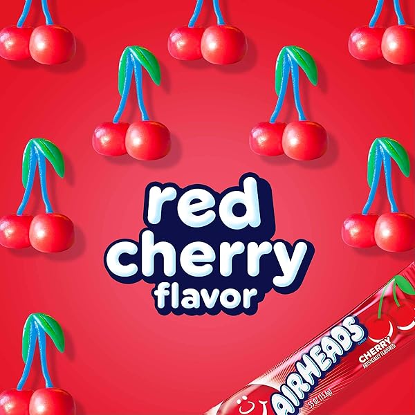 AIRHEADS HALLOWEEN TRICK OR TREAT CANDY FULL SIZE BARS, CHERRY FLAVOR, INDIVIDUALLY WRAPPED BULK CANDY FOR ADULTS & KIDS, TAFFY, NON-MELTING, PARTY (PACK OF 36 BARS)