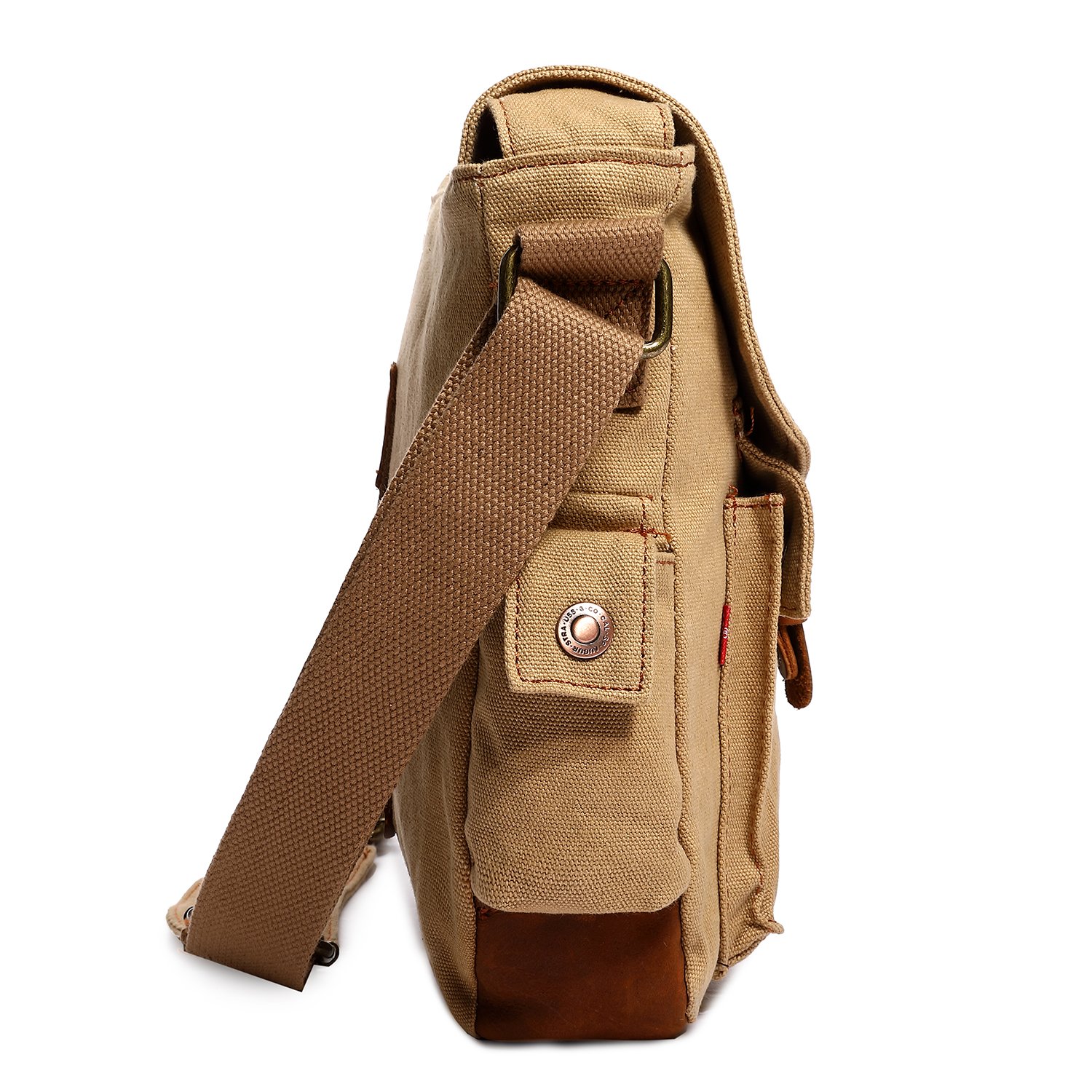 Mupack Vintage Canvas Messenger Bag Men Leather Shoulder Satchel Shoulder Bookbag Working Bag (Khaki)