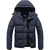 Chrisuno Men's Winter Coat Waterproof Warm Puffer Jacket Quilted Insulated Bubble Jackets with Hood