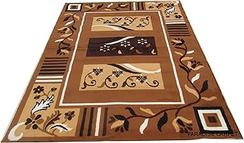 PARADISE CARPET CREATION Acrylic Carpet for Living Room, Center Table and Carpets for Hall, 5 x 7 Feet (Gold Multi)