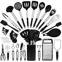 40PCs Silicone Cooking Utensils Set 446℉ Heat Resistance, RFAQK BPA Free Kitchen Utensils Set for Nonstick Cookware, Gadgets 