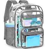 ZORFIN Heavy-Duty Clear Backpack for School and Work, Large Transparent Bag with Reinforced Straps