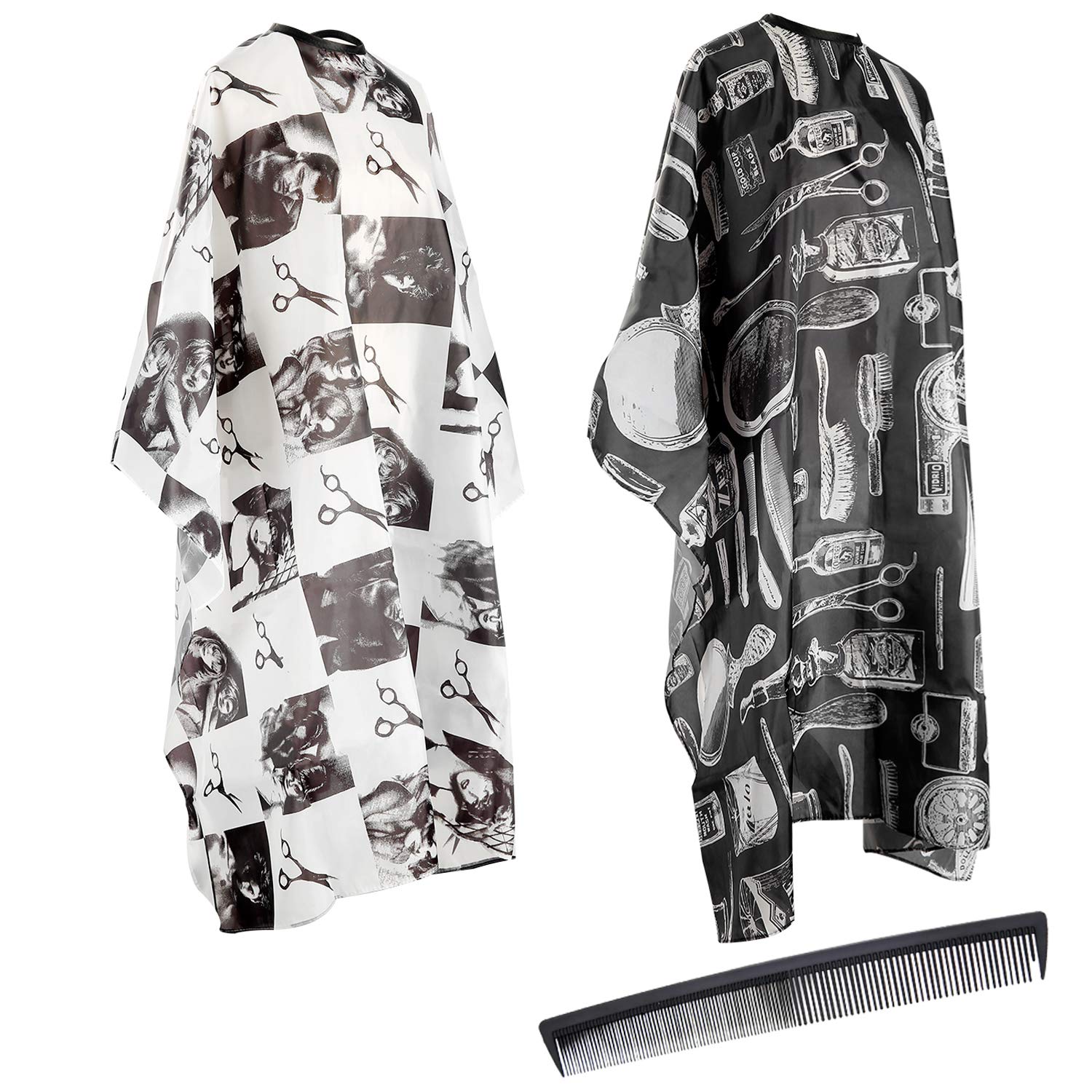 2 Pcs Salon Barber Capes with Professional Haircut Salon Nylon Hair Cutting Capes and Haircut Kit Barber Hairdressing Cape Plus a Carbon Comb for the Home Salon and Barbershop… : Beauty
