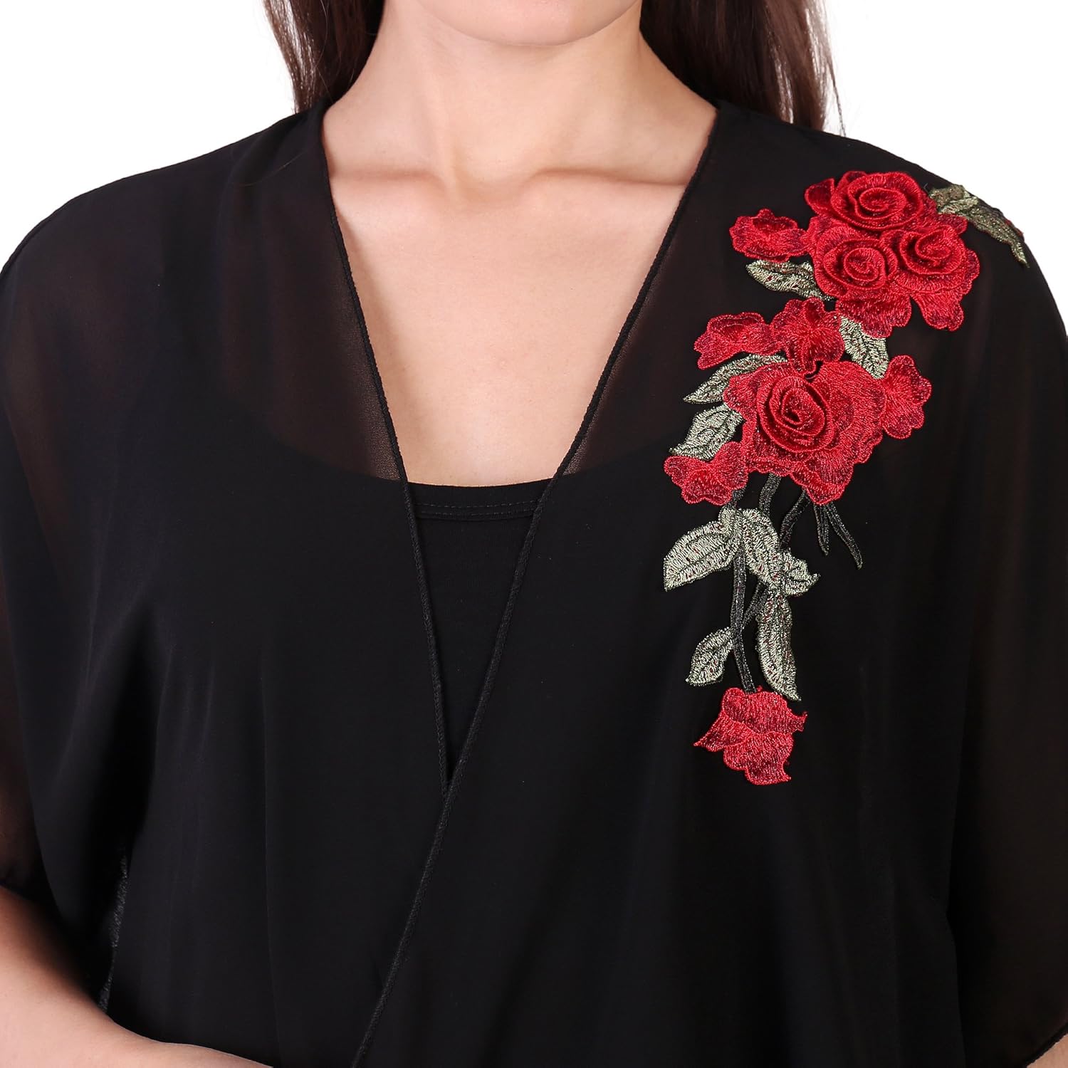 dare above all casual half sleeve solid women's black shrug