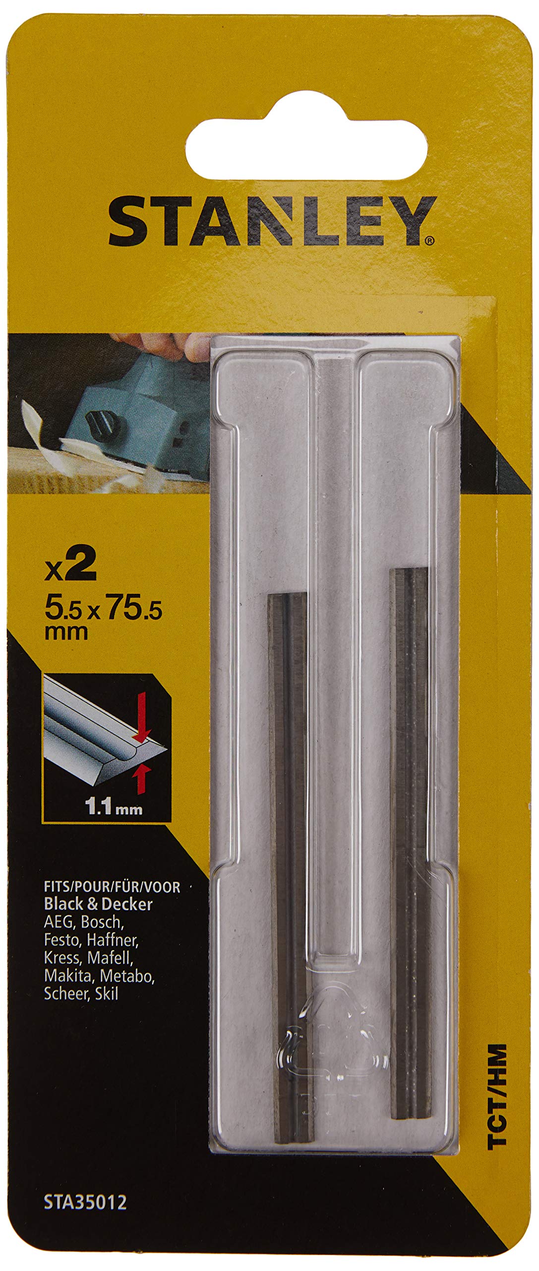 Cuchillas reversibles TCT. Ancho: 75,5mm.