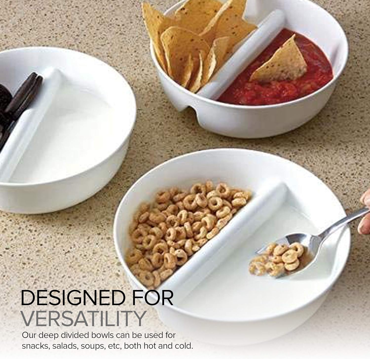 | Just Crunch Anti-Soggy Cereal Bowl - Keeps Cereal Fresh & Crunchy | BPA Free | Microwave Safe | Ice Cream & Topping, Yogurt & Berries, Fries & Ketchup and More – White: Soup Cereal Bowls: Cereal Bowls