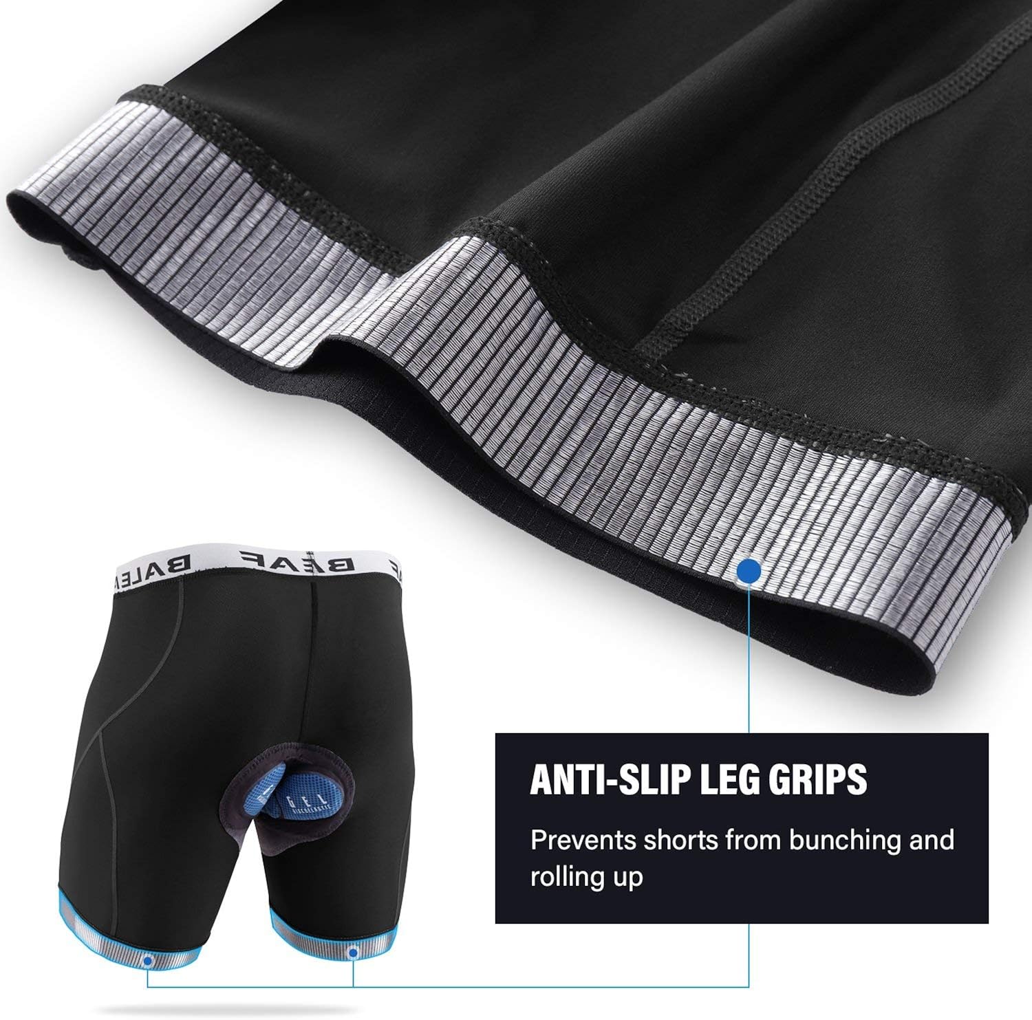 BALEAF Men's Cycling Underwear Bike Shorts 4D Padded Mountain Undershorts Anti-Slip Black Size L: Clothing