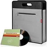 AKOZLIN Vinyl Record Travel Carrying Bag,LP Records Durable Vinyl Albums Case For Most 7" 10" 12" LP Grey