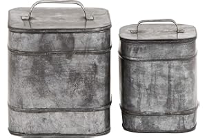 Deco 79 Metal Decorative Canisters Decorative Containers, Set of 2 Decorative Keepsake Boxes 8", 7"H, Silver