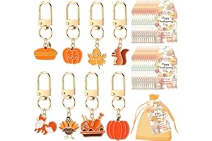 Cunno 24 Sets Thanksgiving Pumpkin Party Favors Include Cute Keychain Thank You Tag and Bag for Thanksgiving Day Fall Autumn
