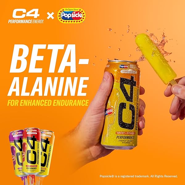 C4 PERFORMANCE ENERGY DRINK, GRAPE POPSICLE, ZERO SUGAR CARBONATED PREWORKOUT ENERGY, 200MG CAFFEINE WITH BETA ALANINE, 16 FL OZ (12 PACK)