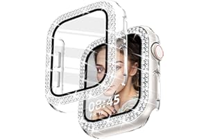 Newlibery Bling Case with HD Screen Protector Women Compatible with Apple Watch 42mm Diamond Protective Face Cover PC Frame P