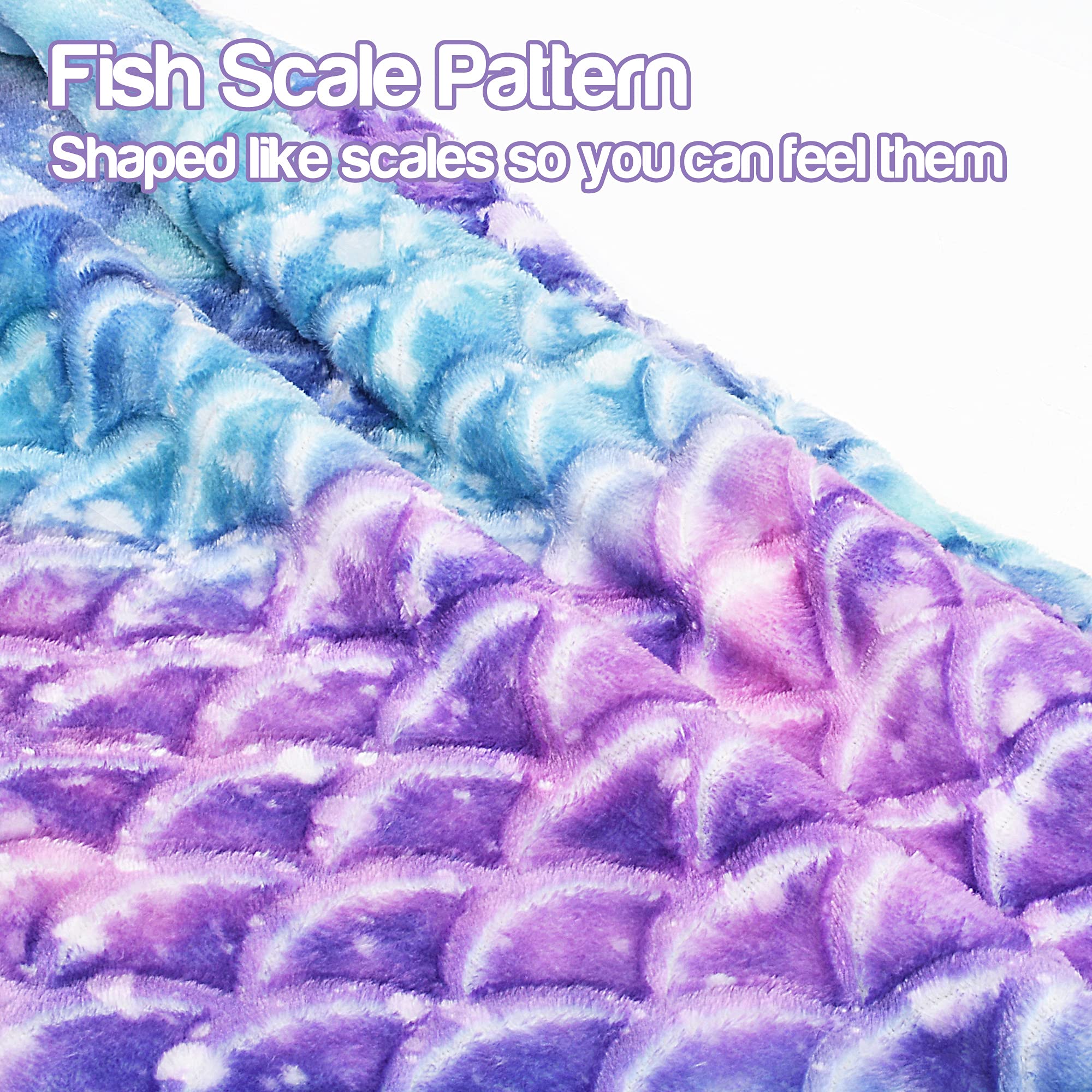 Catalonia Kids Mermaid Tail Blanket, Super Soft Plush Flannel Sleeping Snuggle Blanket for Girls, Galaxy, Fish Scale Pattern, Kids Gift Idea